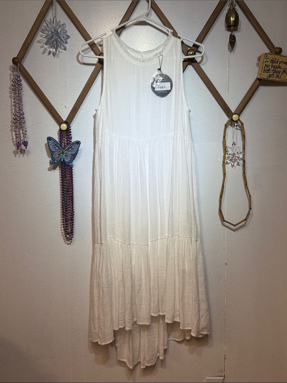 mittoshop Cream High-Low Sleeveless Maxi Dress